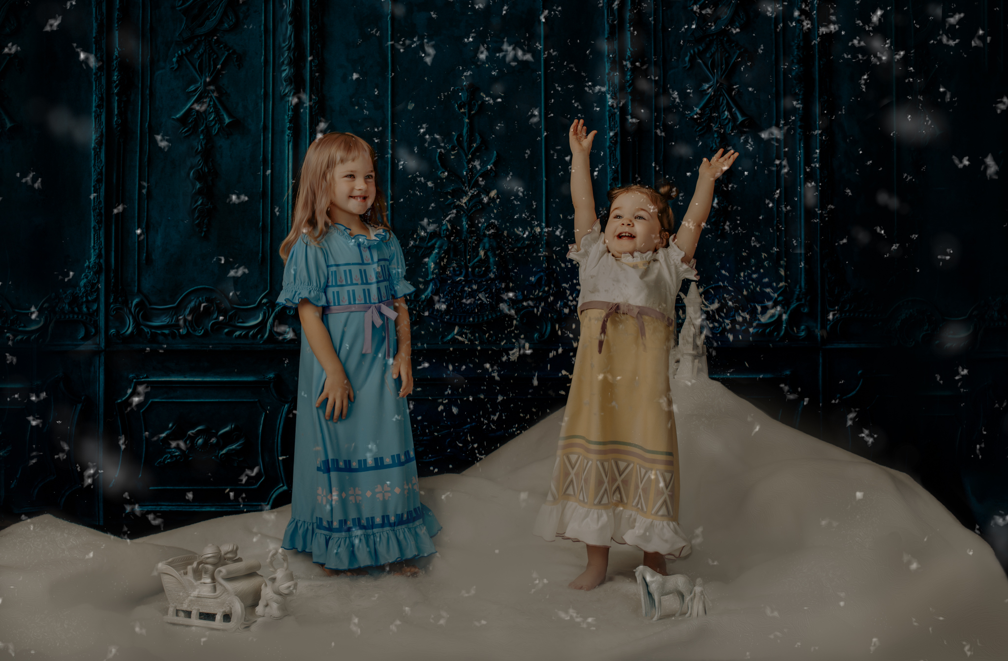 Frozen themed birthday with Elsa and Anna inspired nightgowns in Wichita KS